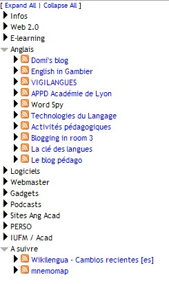 Présentation d'un fichier OPML dans optimalbrowser.com